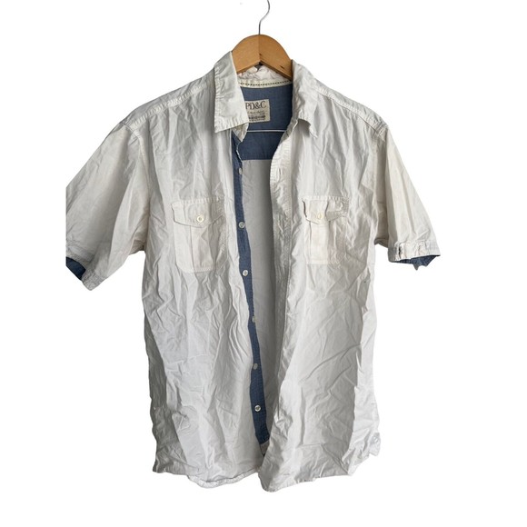 PD&C Other - PD&C White Button Down Short Sleeve Collared Polo M